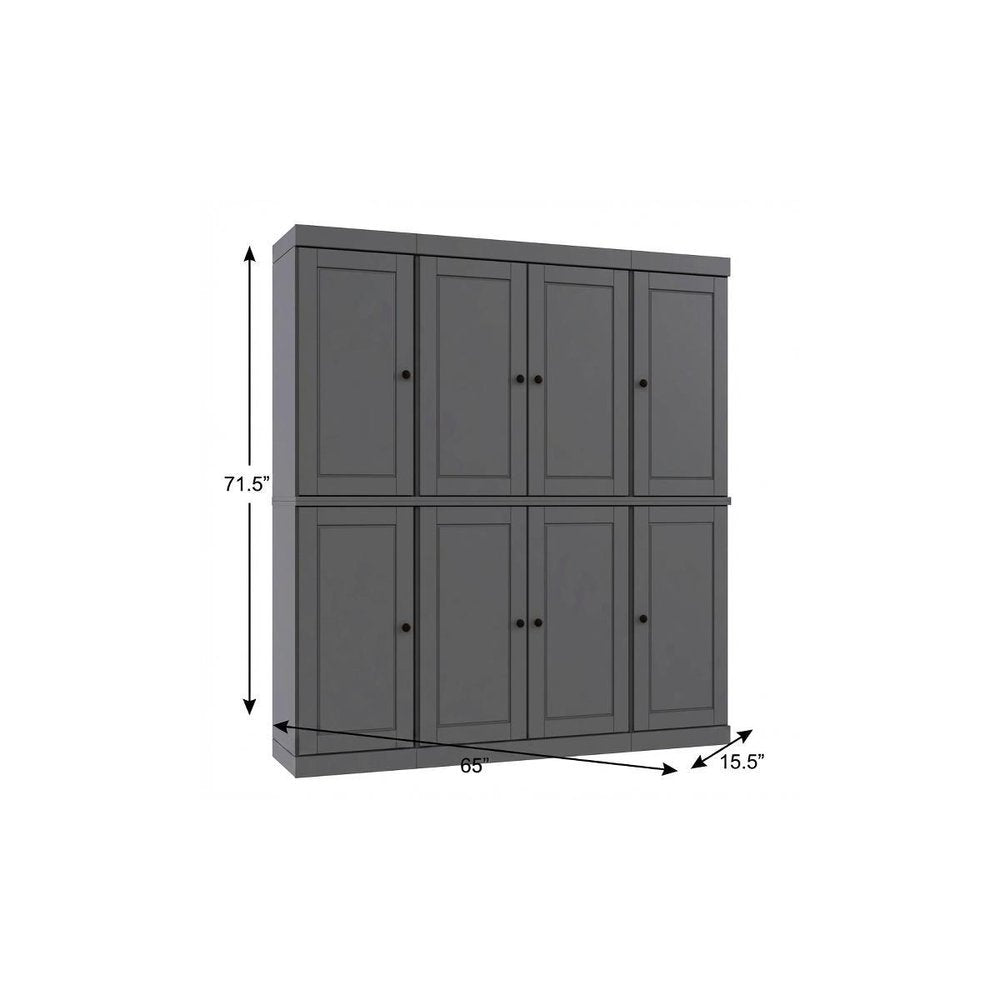 Gray Solid Wood 8 Two Drawer Pantry or Storage Closet - 72-inch