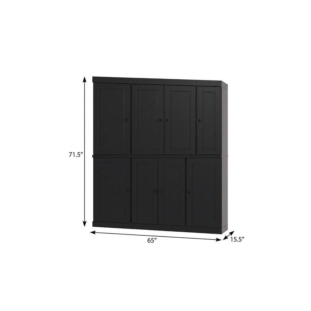 Black Solid Wood 8 Two Drawer Pantry or Storage Closet - 72-inch