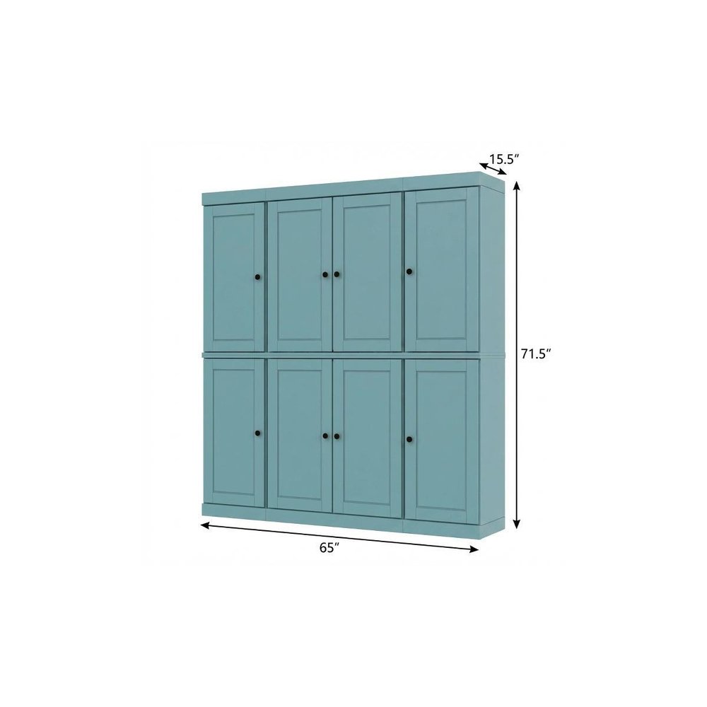 Aqua Solid Wood 8 Two Drawer Pantry or Storage Closet - 72-inch