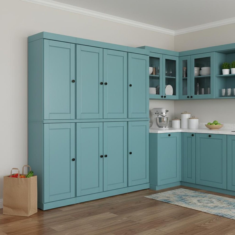 Aqua Solid Wood 8 Two Drawer Pantry or Storage Closet - 72-inch