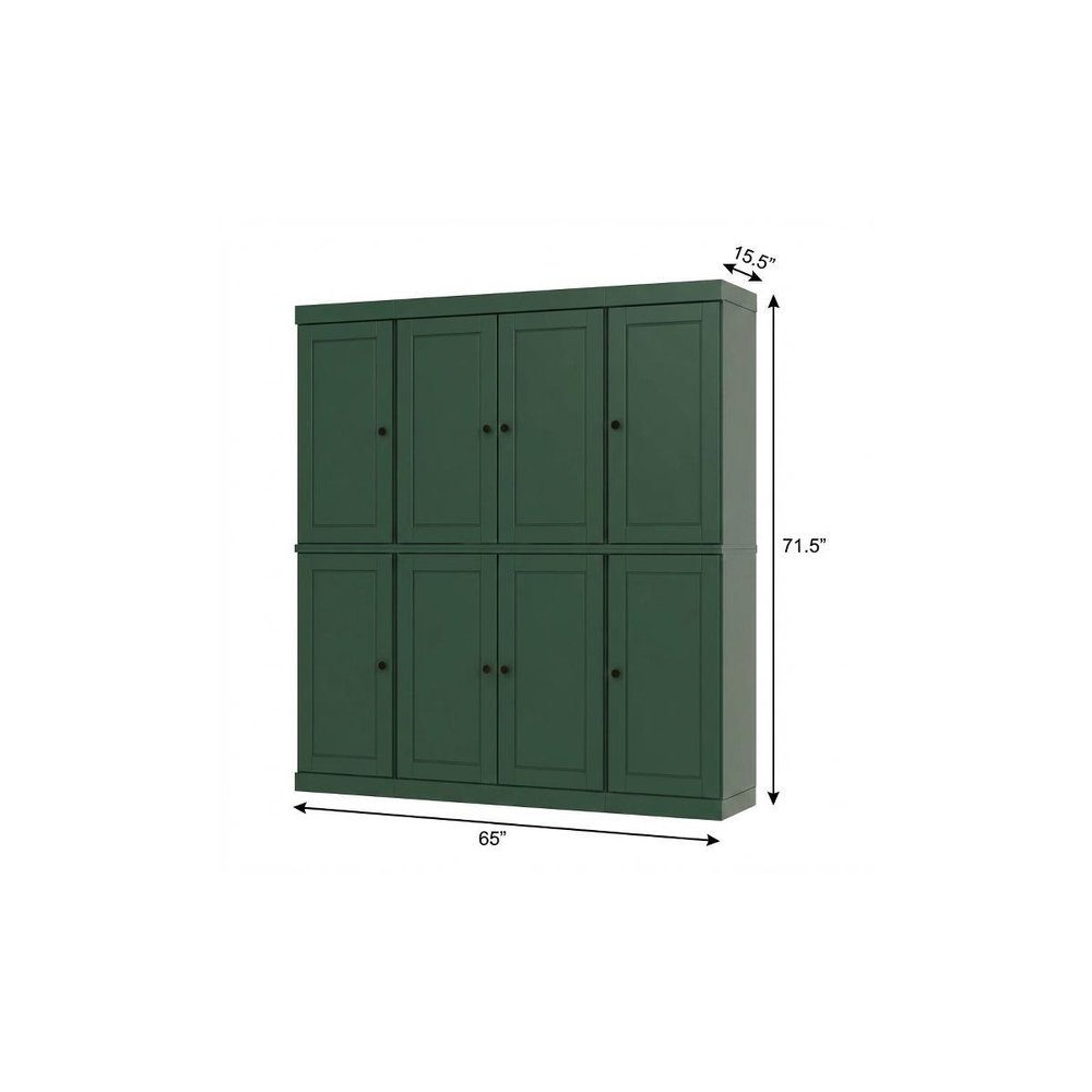 Green Solid Wood 8 Two Drawer Pantry or Storage Closet - 72-inch