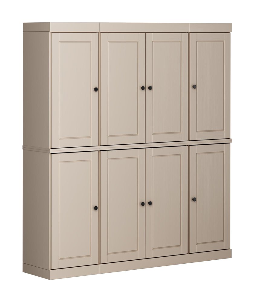 Beige Solid Wood 8 Two Drawer Pantry or Storage Closet - 72-inch