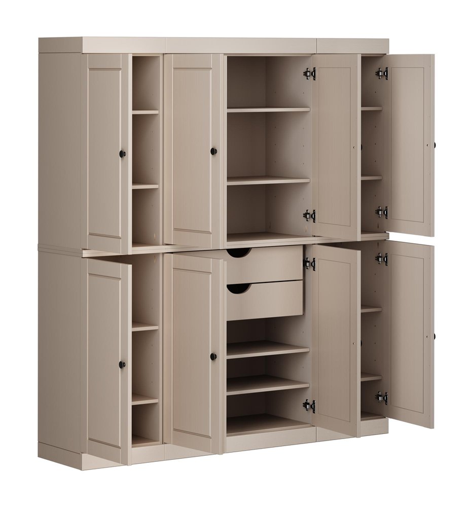 Beige Solid Wood 8 Two Drawer Pantry or Storage Closet - 72-inch