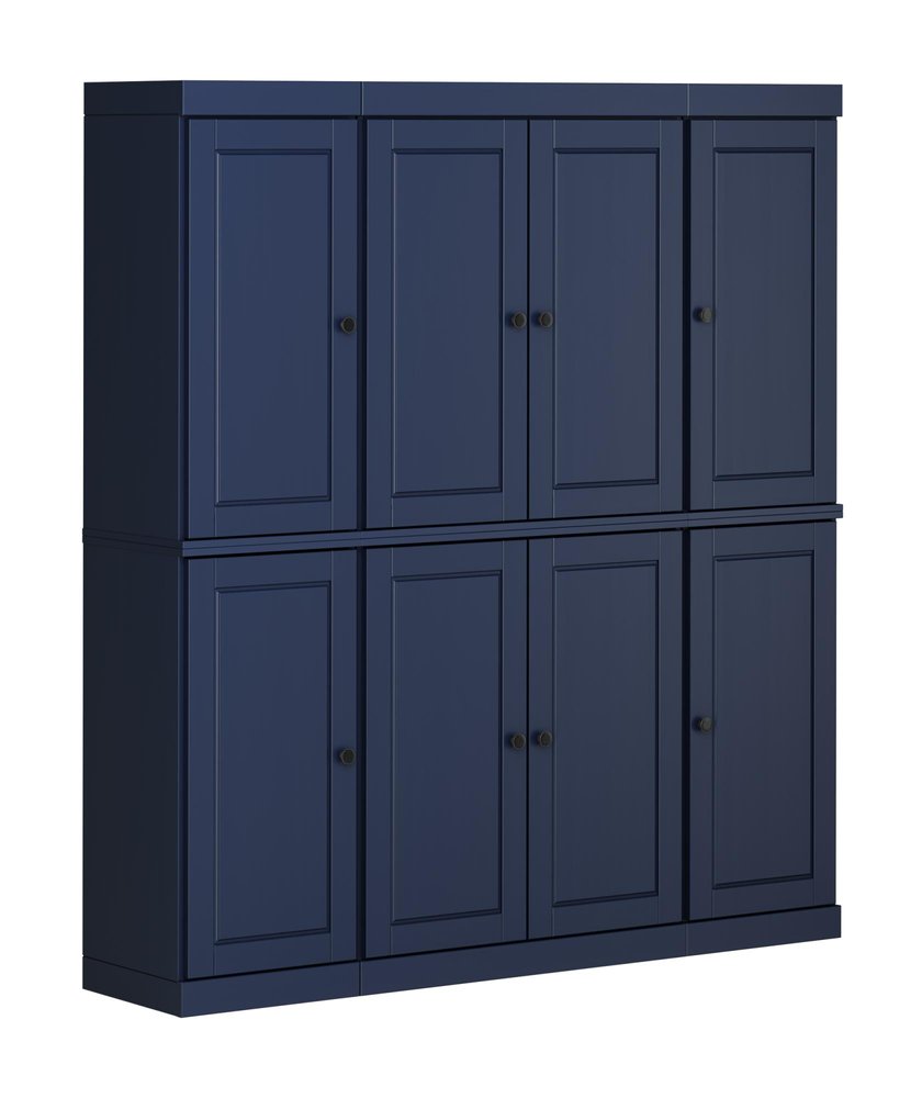 Navy Blue Solid Wood 8 Two Drawer Pantry or Storage Closet - 72-inch