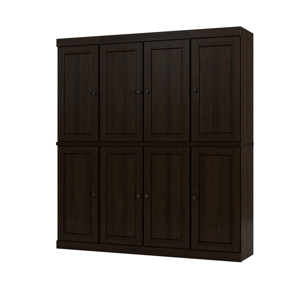 Espresso Solid Wood 8 Two Drawer Pantry or Storage Closet - 72-inch
