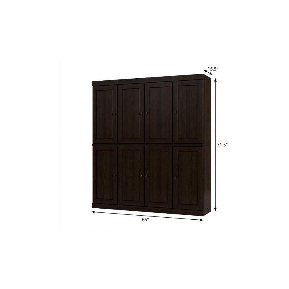 Espresso Solid Wood 8 Two Drawer Pantry or Storage Closet - 72-inch