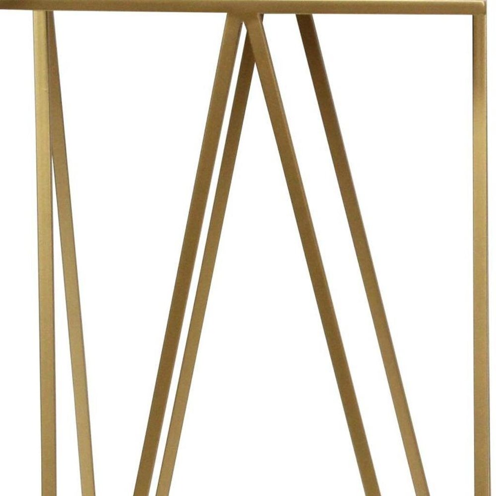 Set of Two Silver and Gold Mirrored Glass and Steel Square Frame Nested Tables