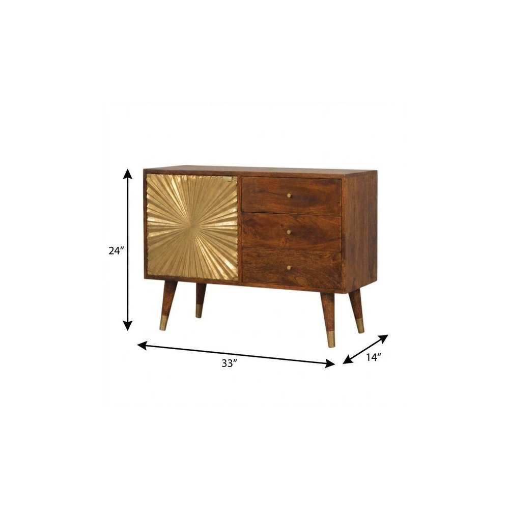 Brown Solid Wood Four Drawer Sideboard - 33-inch