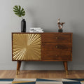 Brown Solid Wood Four Drawer Sideboard - 33-inch