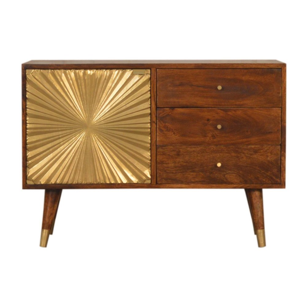 Brown Solid Wood Four Drawer Sideboard - 33-inch