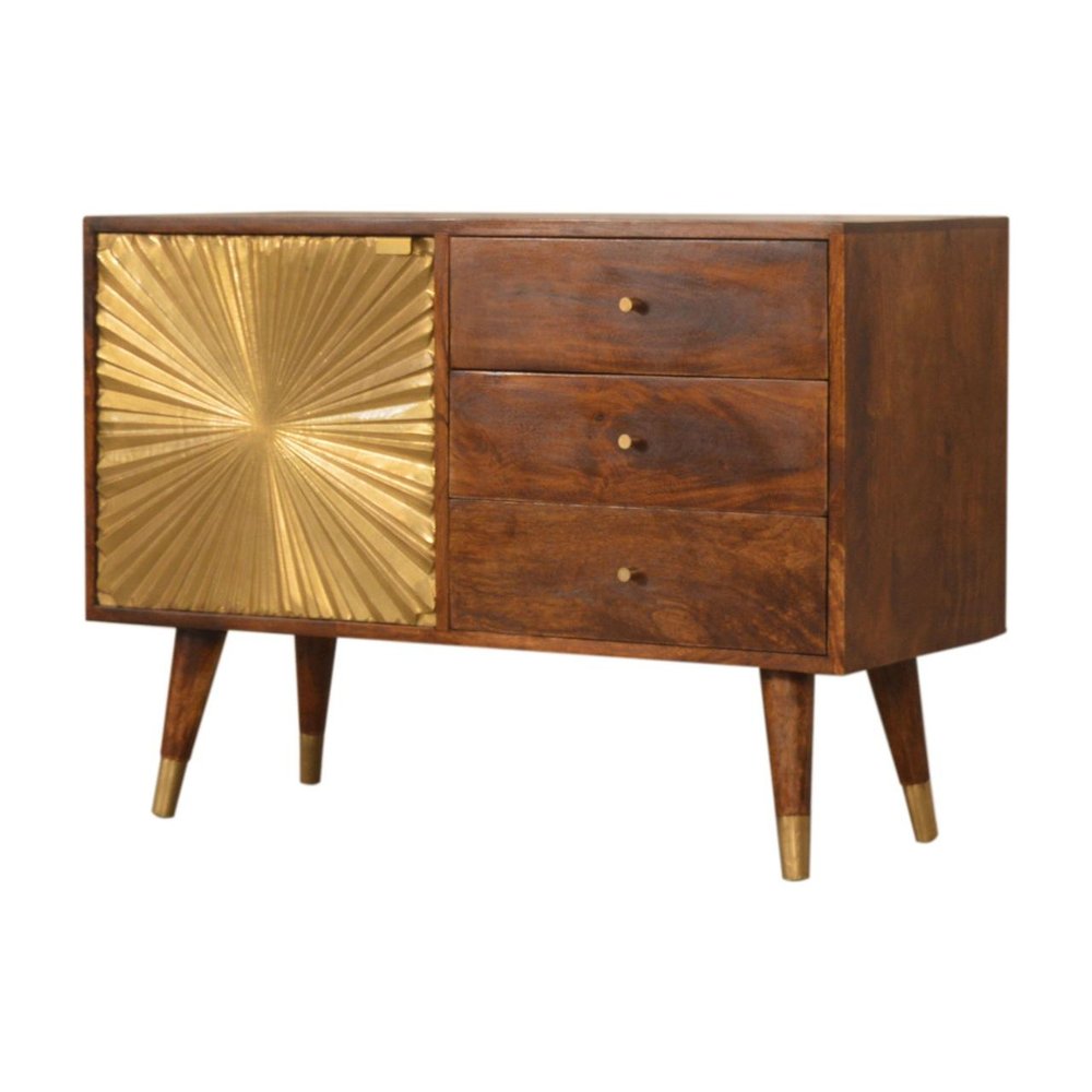 Brown Solid Wood Four Drawer Sideboard - 33-inch