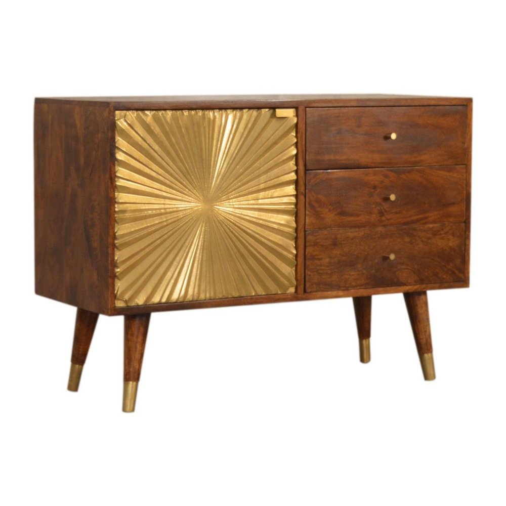 Brown Solid Wood Four Drawer Sideboard - 33-inch