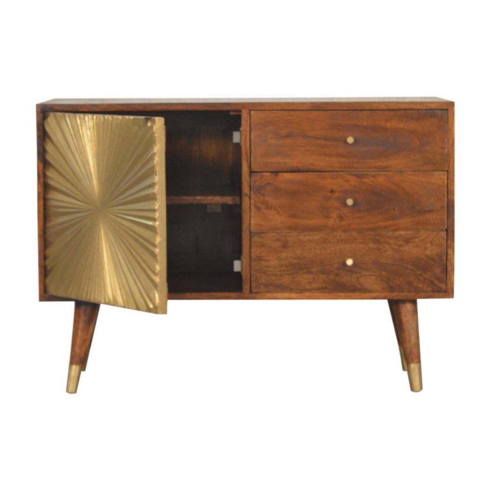 Brown Solid Wood Four Drawer Sideboard - 33-inch