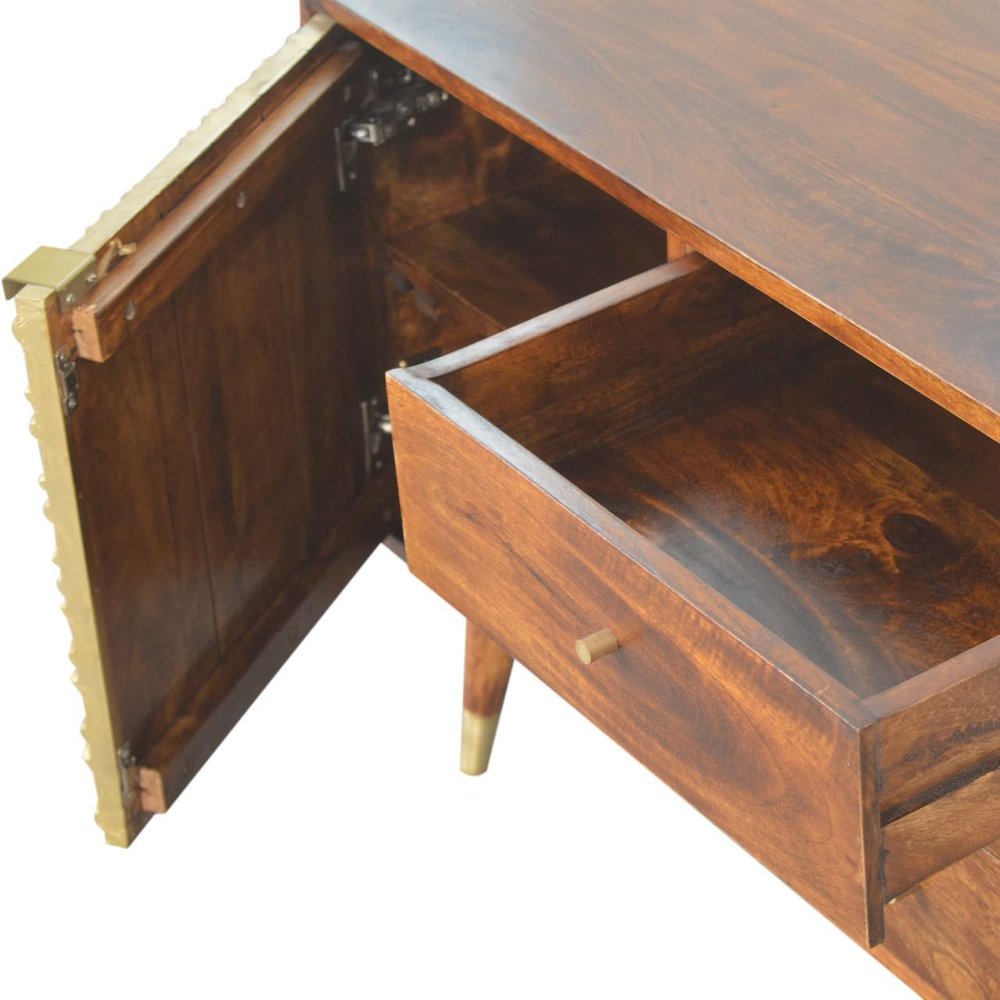 Brown Solid Wood Four Drawer Sideboard - 33-inch