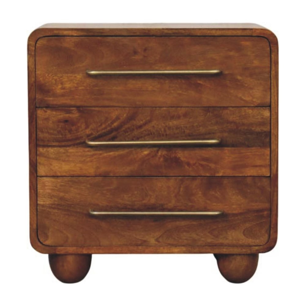 Brown Solid Wood Three Drawer Sideboard - 22-inch