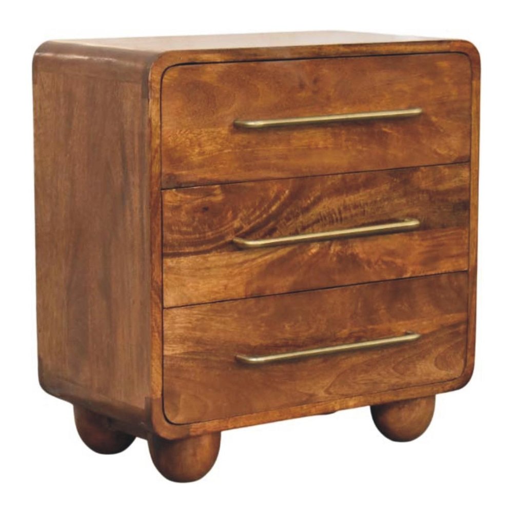 Brown Solid Wood Three Drawer Sideboard - 22-inch