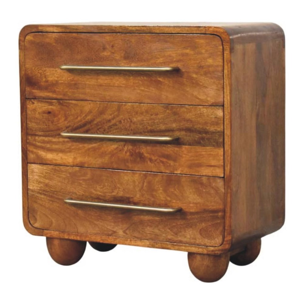 Brown Solid Wood Three Drawer Sideboard - 22-inch