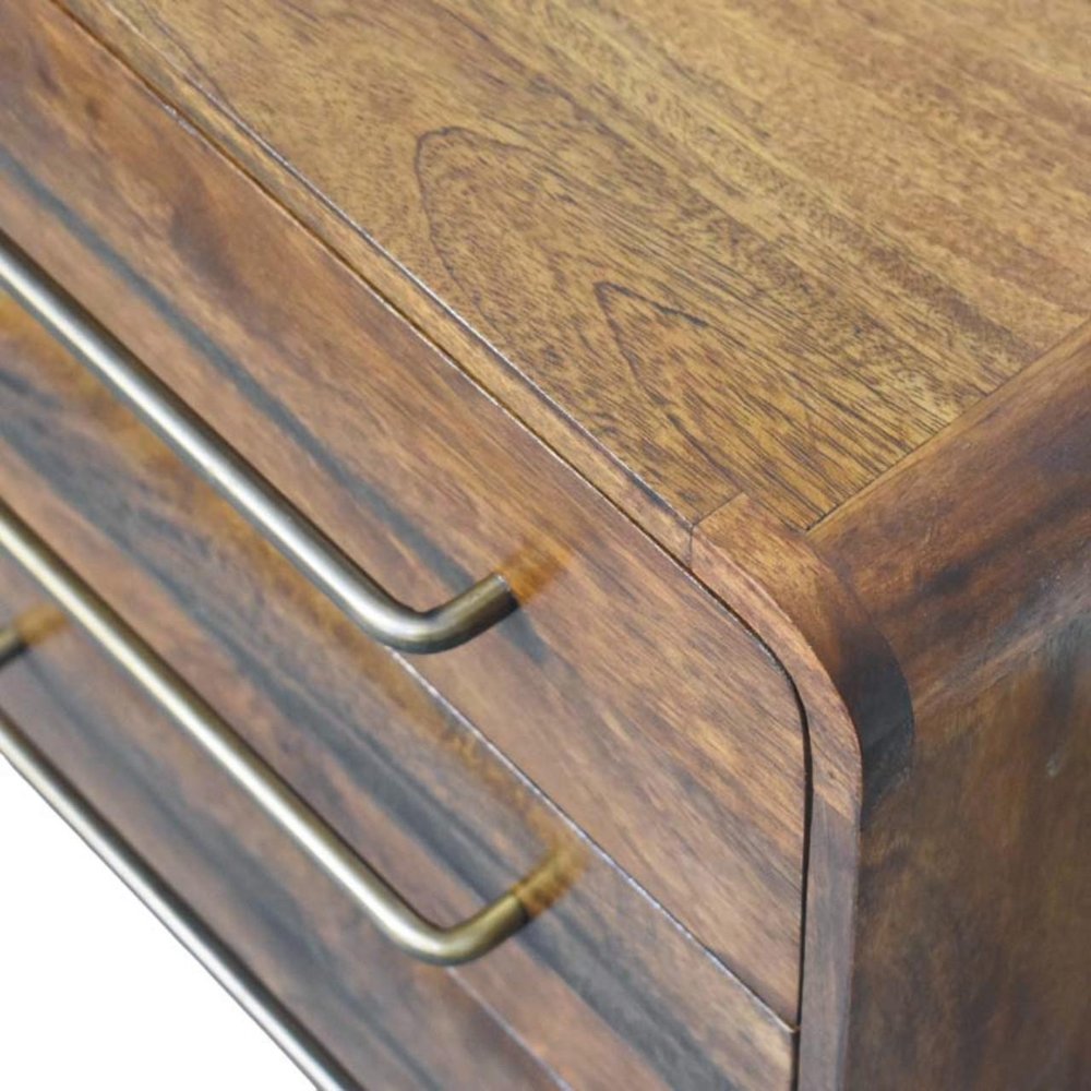 Brown Solid Wood Three Drawer Sideboard - 22-inch