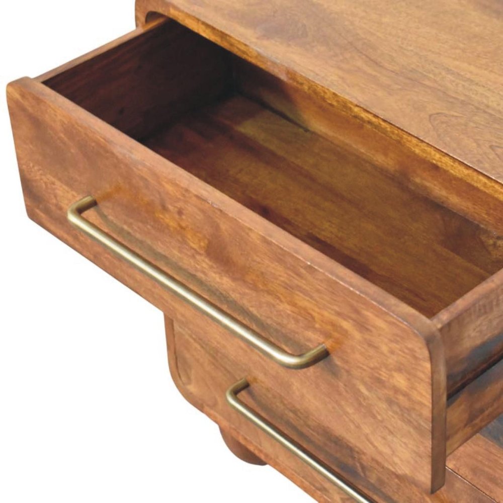 Brown Solid Wood Three Drawer Sideboard - 22-inch