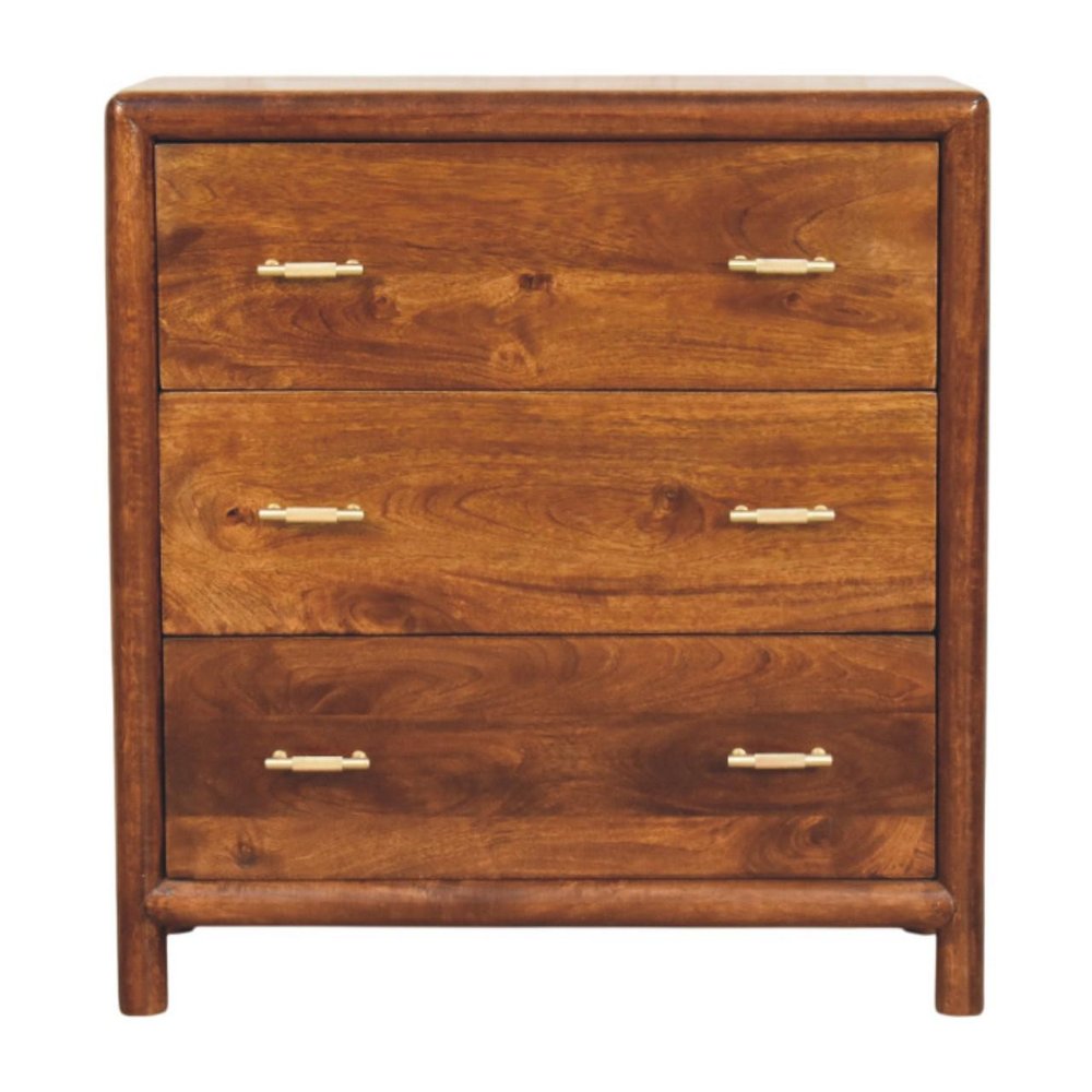 Brown Solid Wood Three Drawer Sideboard - 30-inch