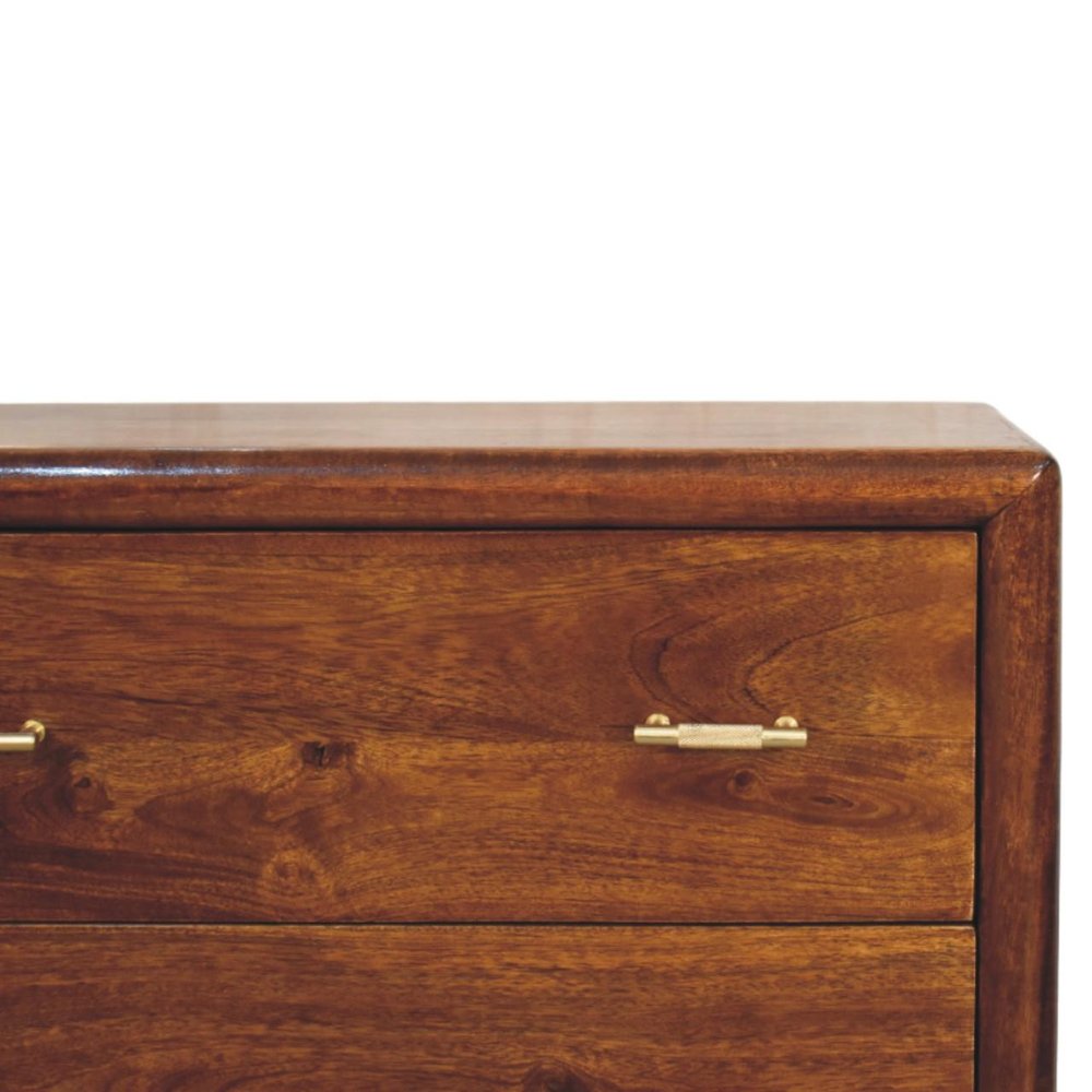 Brown Solid Wood Three Drawer Sideboard - 30-inch