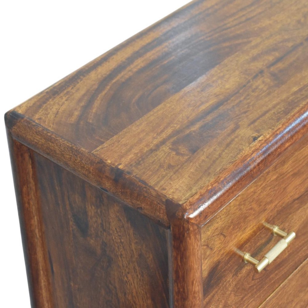 Brown Solid Wood Three Drawer Sideboard - 30-inch