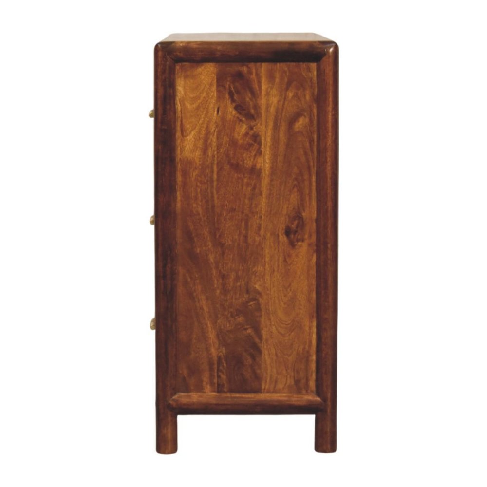 Brown Solid Wood Three Drawer Sideboard - 30-inch