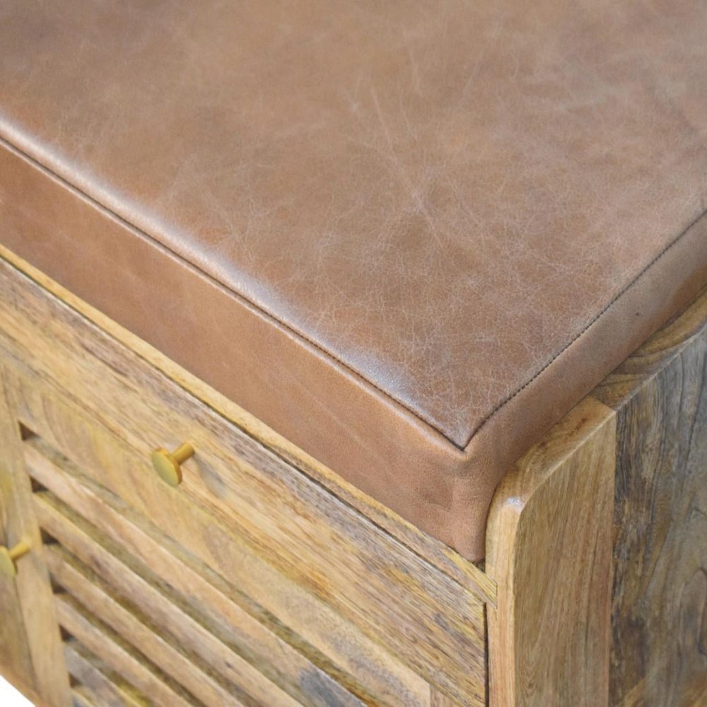 Brown Solid Wood Round Accent Cabinet with Single Door and Two Drawers - 33-inch