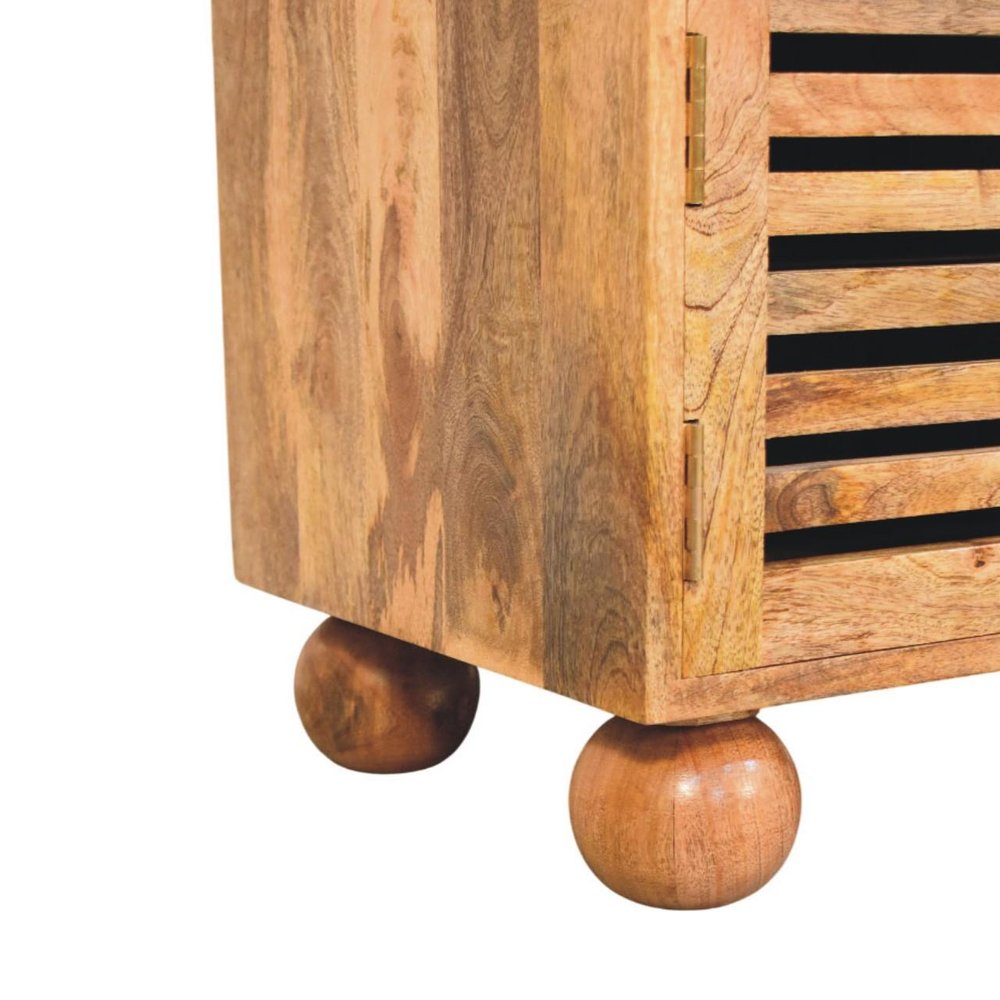 Brown Solid Wood Round Accent Cabinet with Single Door and Two Drawers - 33-inch