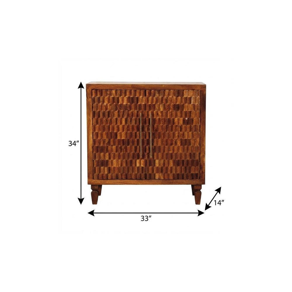 Brown Solid Wood Round Accent Cabinet with Single Door - 33-inch