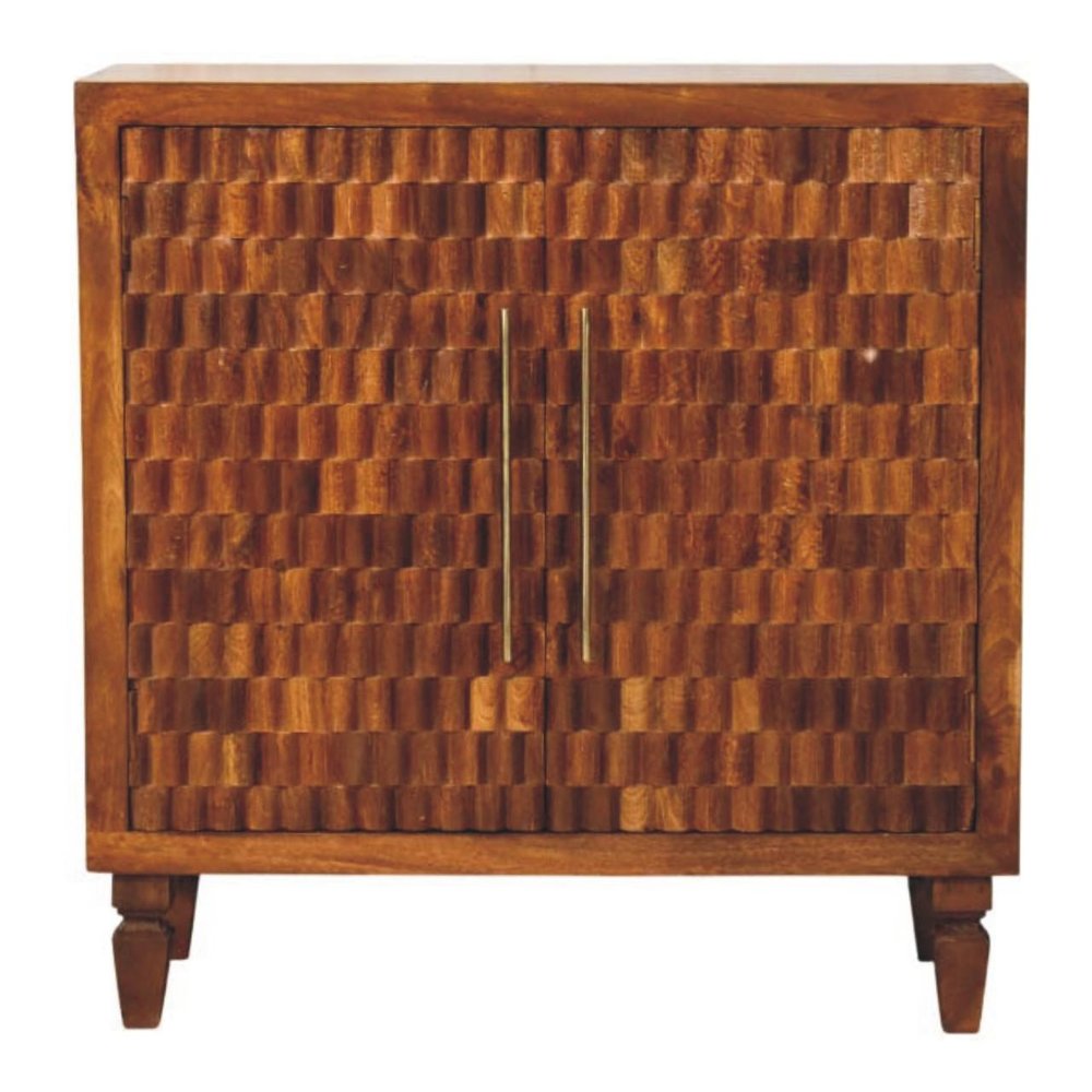 Brown Solid Wood Round Accent Cabinet with Single Door - 33-inch