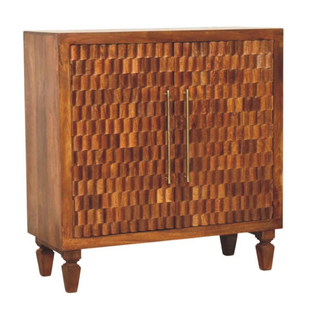 Brown Solid Wood Round Accent Cabinet with Single Door - 33-inch