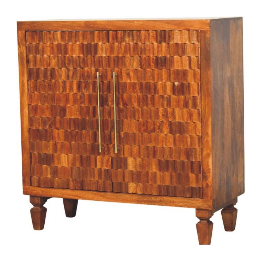 Brown Solid Wood Round Accent Cabinet with Single Door - 33-inch