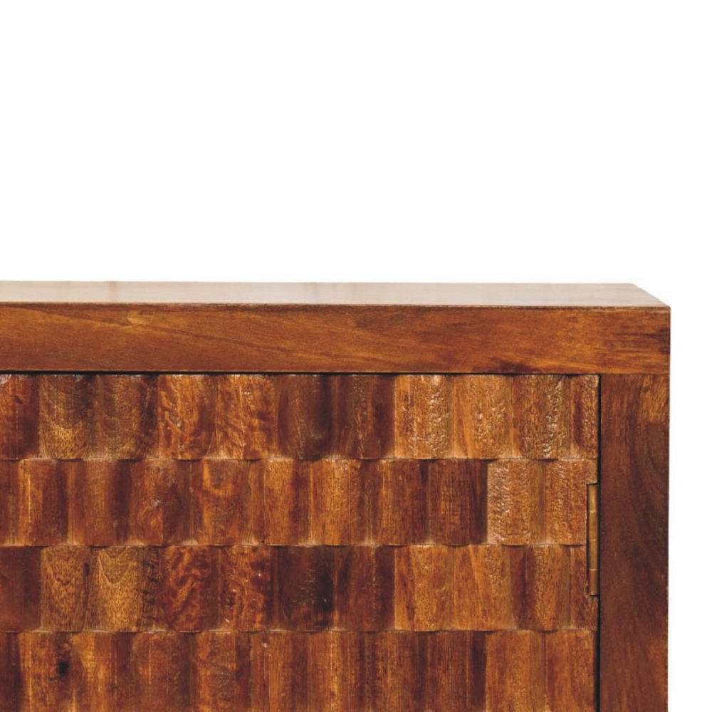 Brown Solid Wood Round Accent Cabinet with Single Door - 33-inch