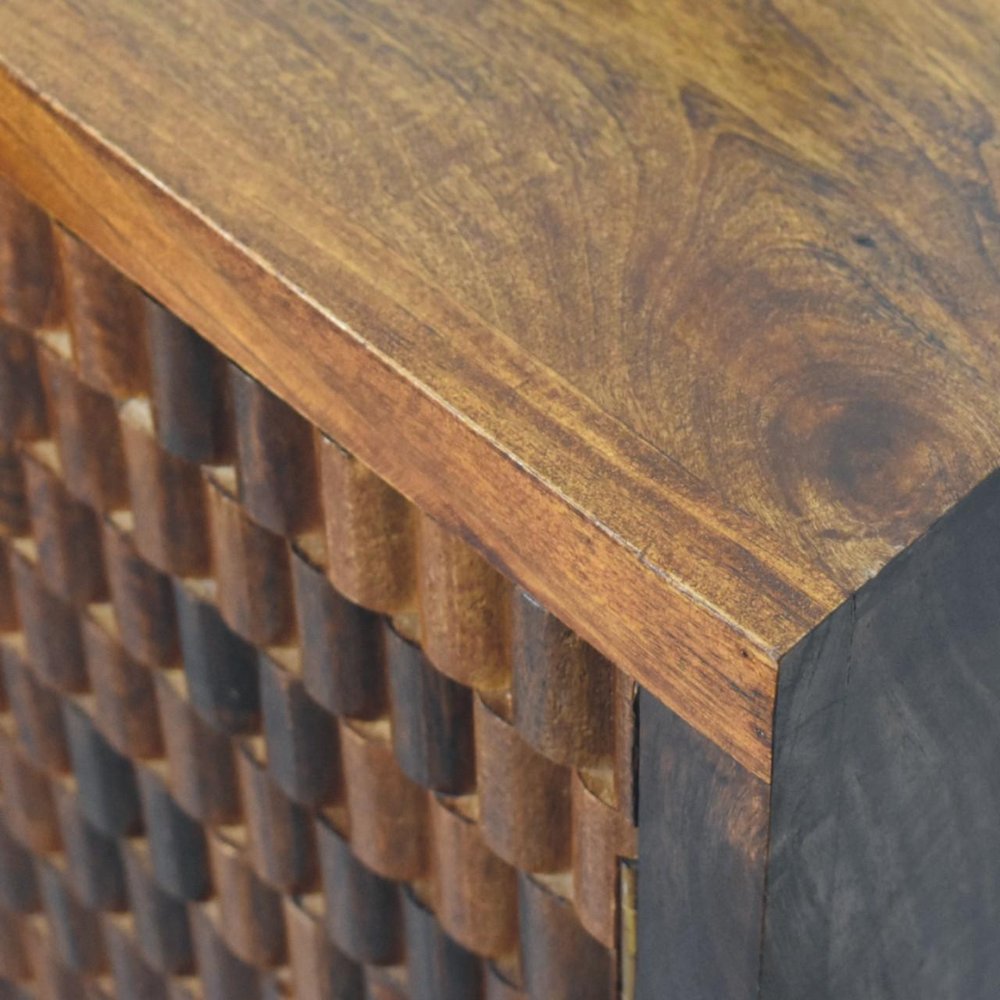 Brown Solid Wood Round Accent Cabinet with Single Door - 33-inch