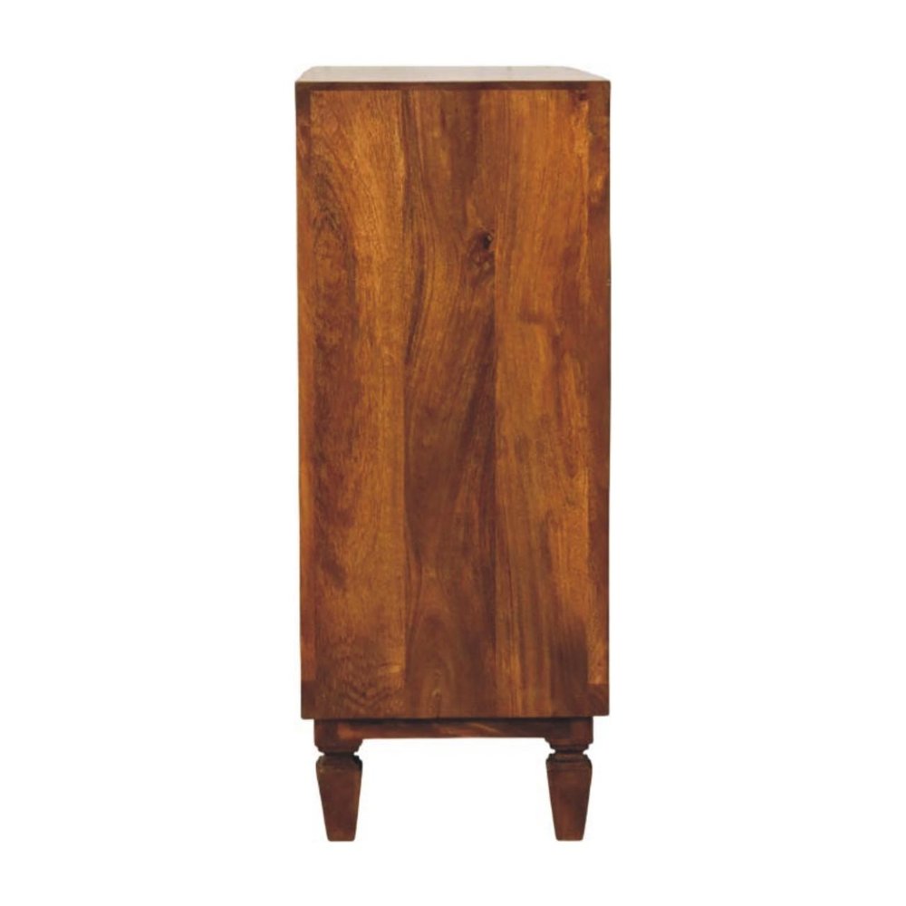 Brown Solid Wood Round Accent Cabinet with Single Door - 33-inch