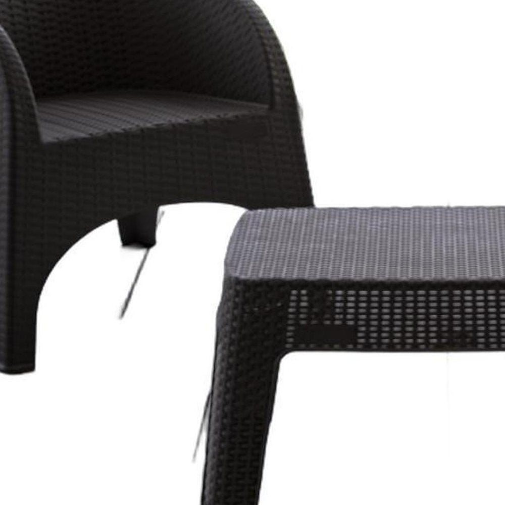 Three Piece Espresso Plastic Two Person Seating Group with Table