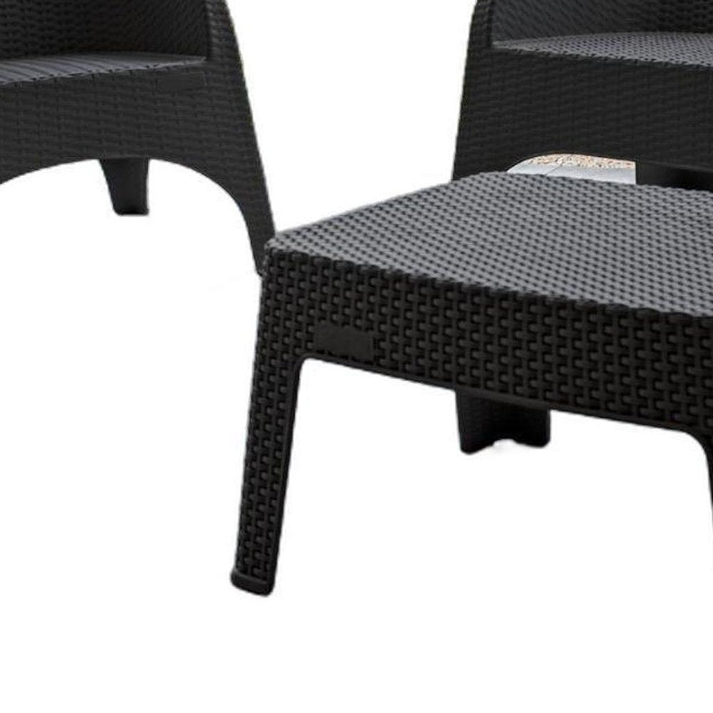 Four Piece Espresso Plastic Outdoor Patio Set with Table