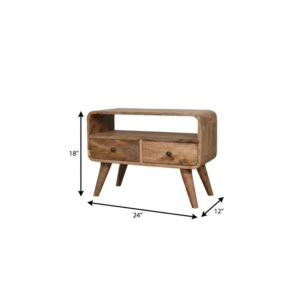 Brown Solid Wood Enclosed and Open Storage TV Stand - 24-inch