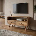Brown Solid Wood Enclosed and Open Storage TV Stand - 24-inch