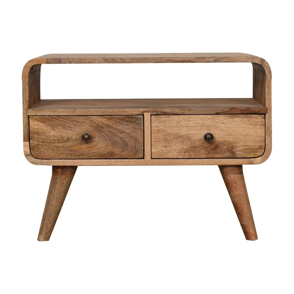 Brown Solid Wood Enclosed and Open Storage TV Stand - 24-inch