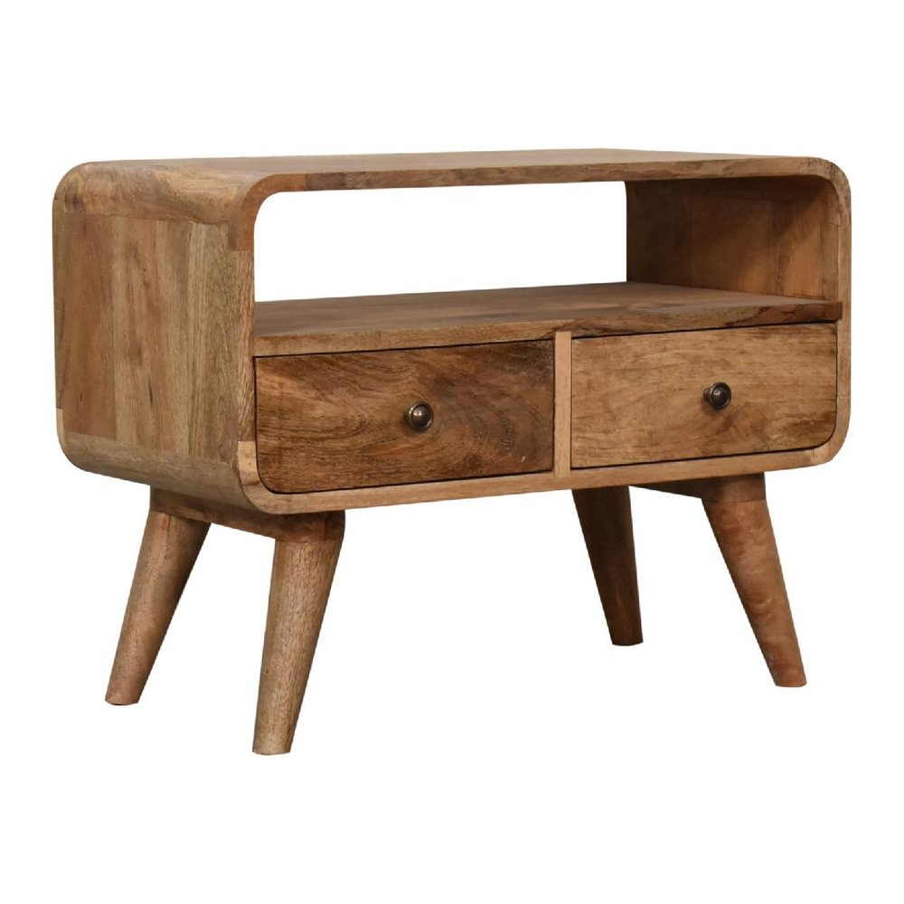 Brown Solid Wood Enclosed and Open Storage TV Stand - 24-inch