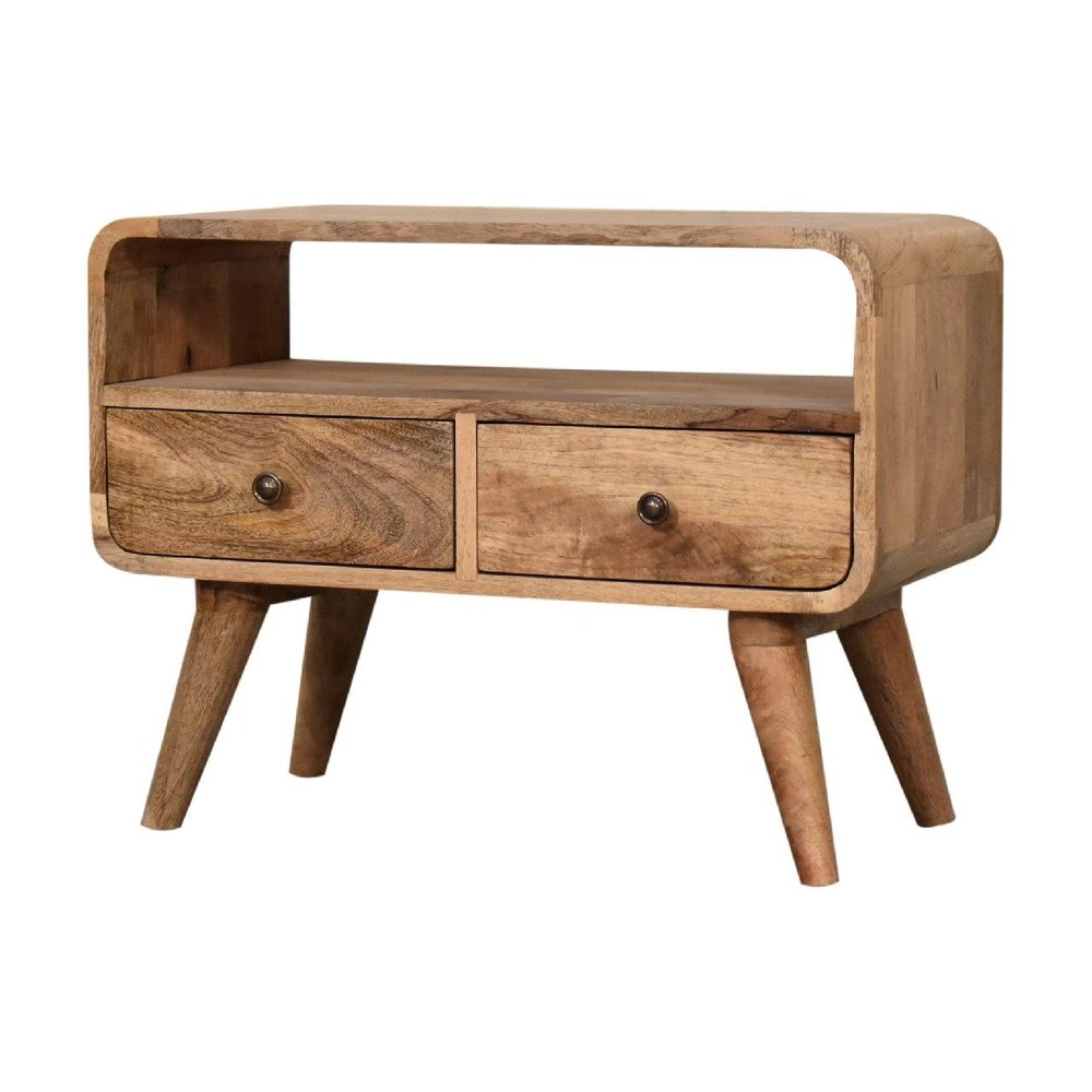 Brown Solid Wood Enclosed and Open Storage TV Stand - 24-inch