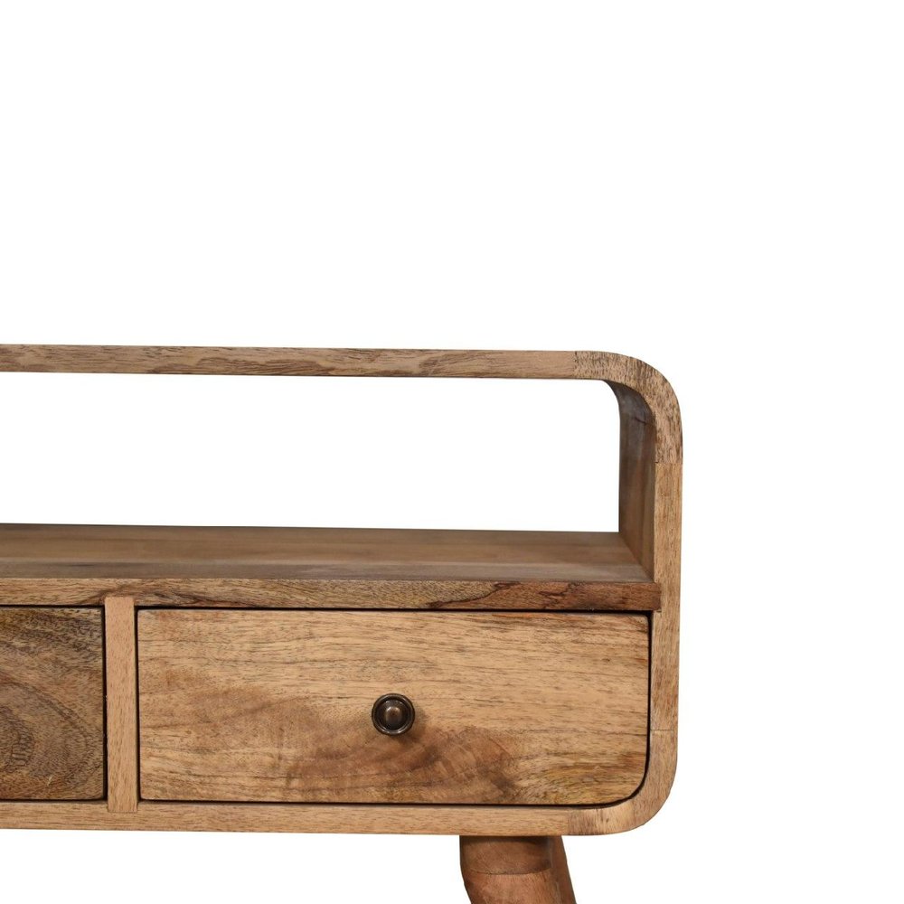 Brown Solid Wood Enclosed and Open Storage TV Stand - 24-inch