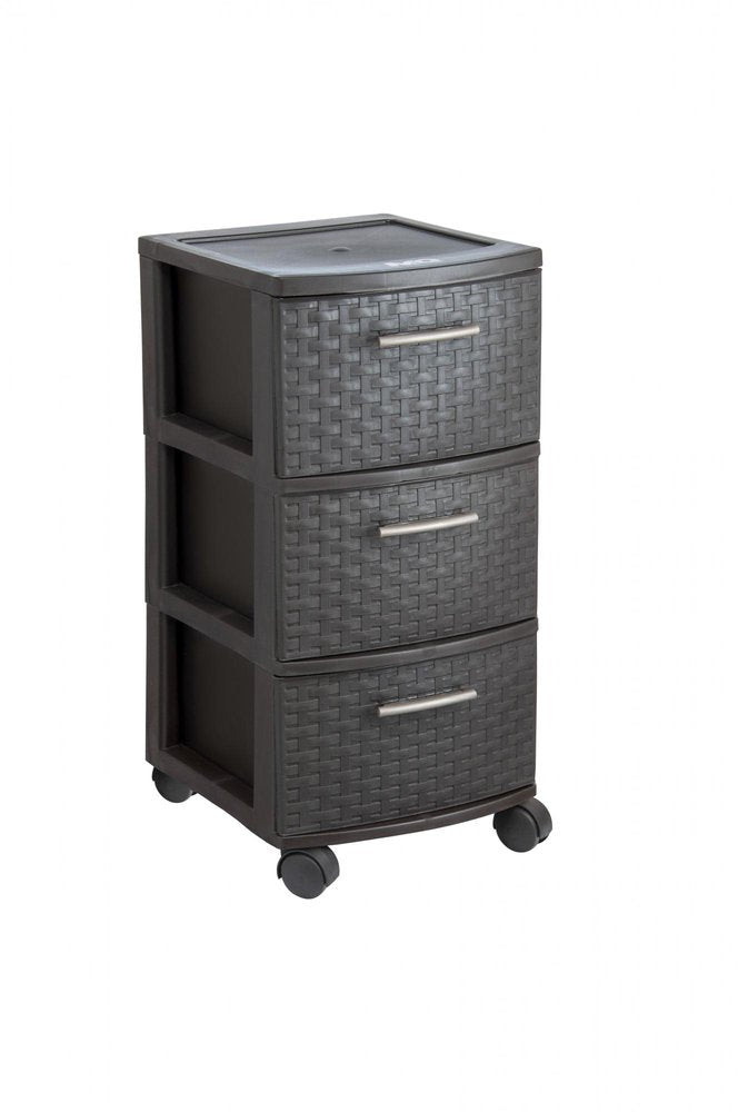 Espresso Plastic Square Accent Cabinet with Three Drawers - 13-inch