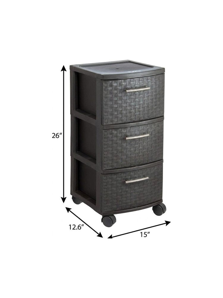 Espresso Plastic Square Accent Cabinet with Three Drawers - 13-inch