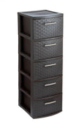Espresso Plastic Square Accent Cabinet with Five Drawers - 13-inch