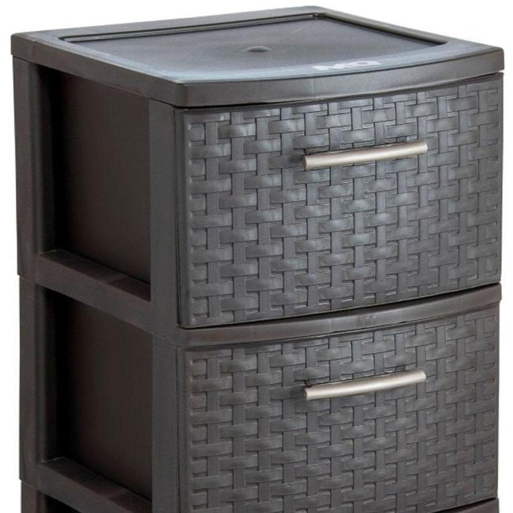 Espresso Plastic Square Accent Cabinet with Five Drawers - 13-inch