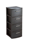 Espresso Plastic Square Accent Cabinet with Four Drawers - 13-inch