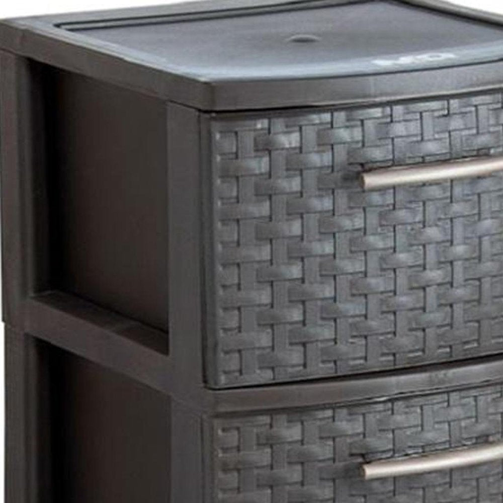 Espresso Plastic Square Accent Cabinet with Four Drawers - 13-inch